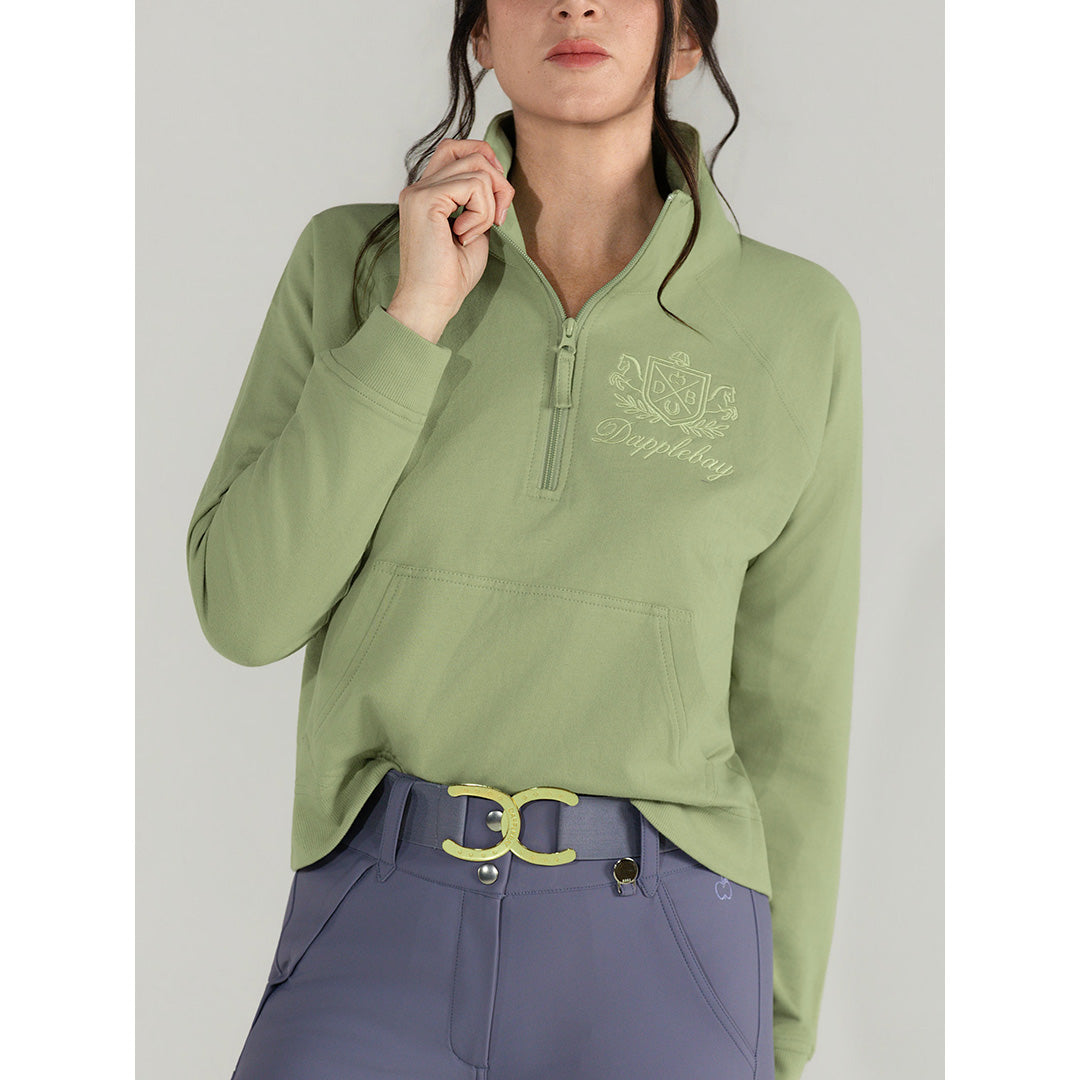Dapplebay Crest 1/2 Zip French Terry Sweatshirt-Sage