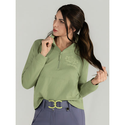 Dapplebay Crest 1/2 Zip French Terry Sweatshirt-Sage