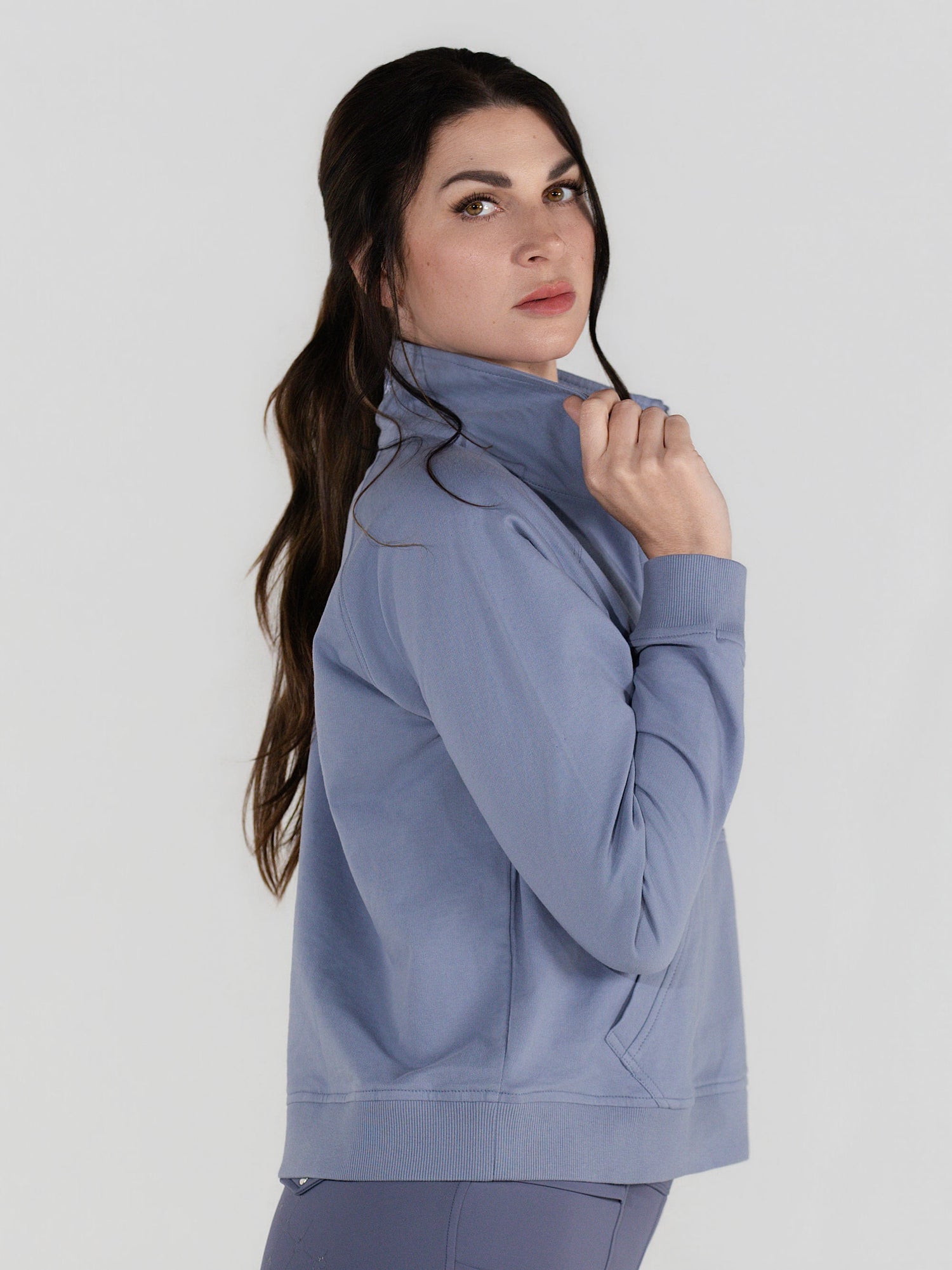 Dapplebay Crest 1/2 Zip French Terry Sweatshirt-Moonrise