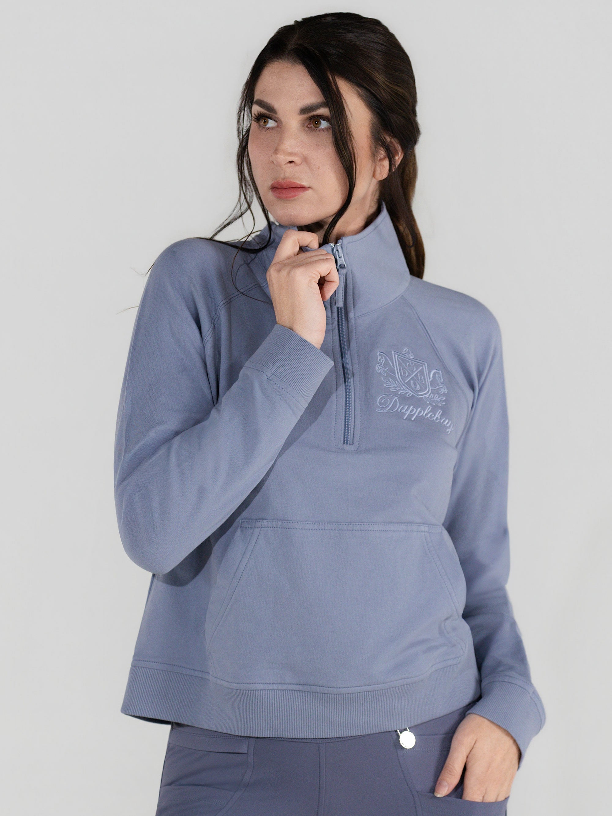 Dapplebay Crest 1/2 Zip French Terry Sweatshirt-Moonrise