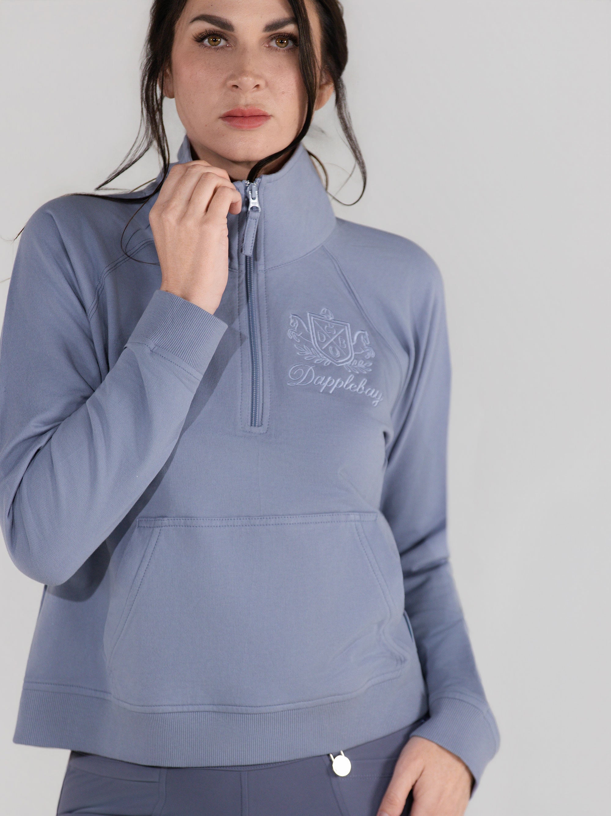 Dapplebay Crest 1/2 Zip French Terry Sweatshirt-Moonrise
