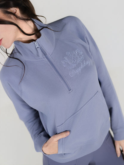Dapplebay Crest 1/2 Zip French Terry Sweatshirt-Moonrise