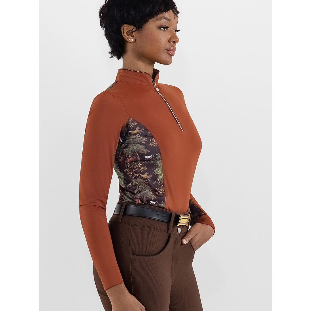 Dapplebay Grace 1/4 Zip LS Riding Top-Rust