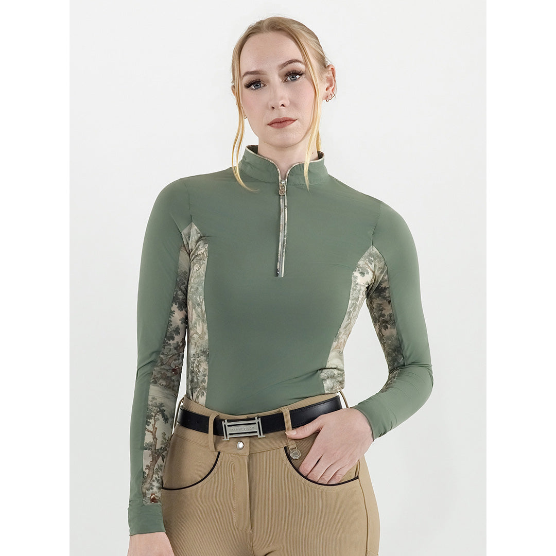 Dapplebay Grace 1/4 Zip LS Riding Top-Rosemary