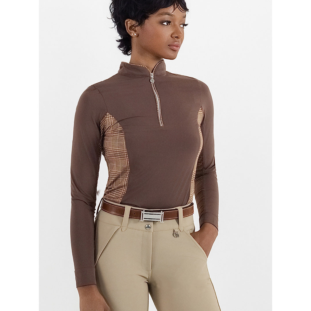 Dapplebay Grace 1/4 Zip LS Riding Top-Chocolate