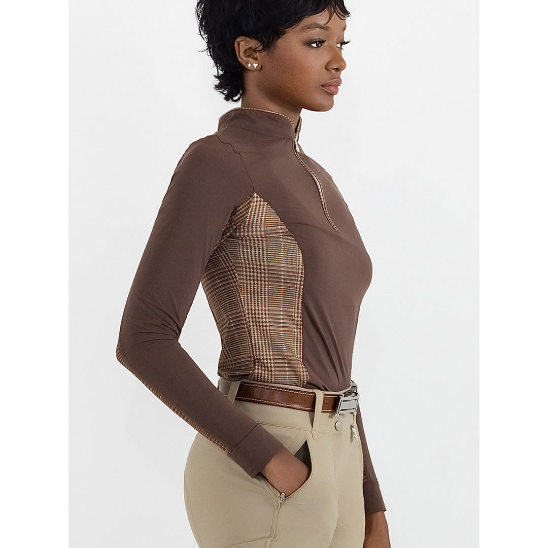 Dapplebay Grace 1/4 Zip LS Riding Top-Chocolate