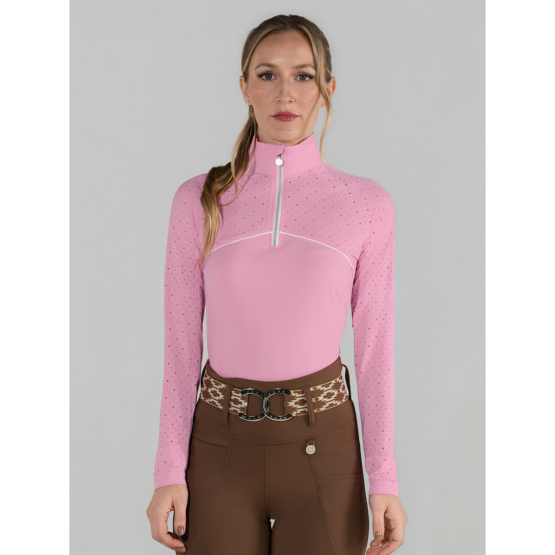 Dapplebay Lady 1/4 Zip Aircut LS Riding Top-Ballet Pink