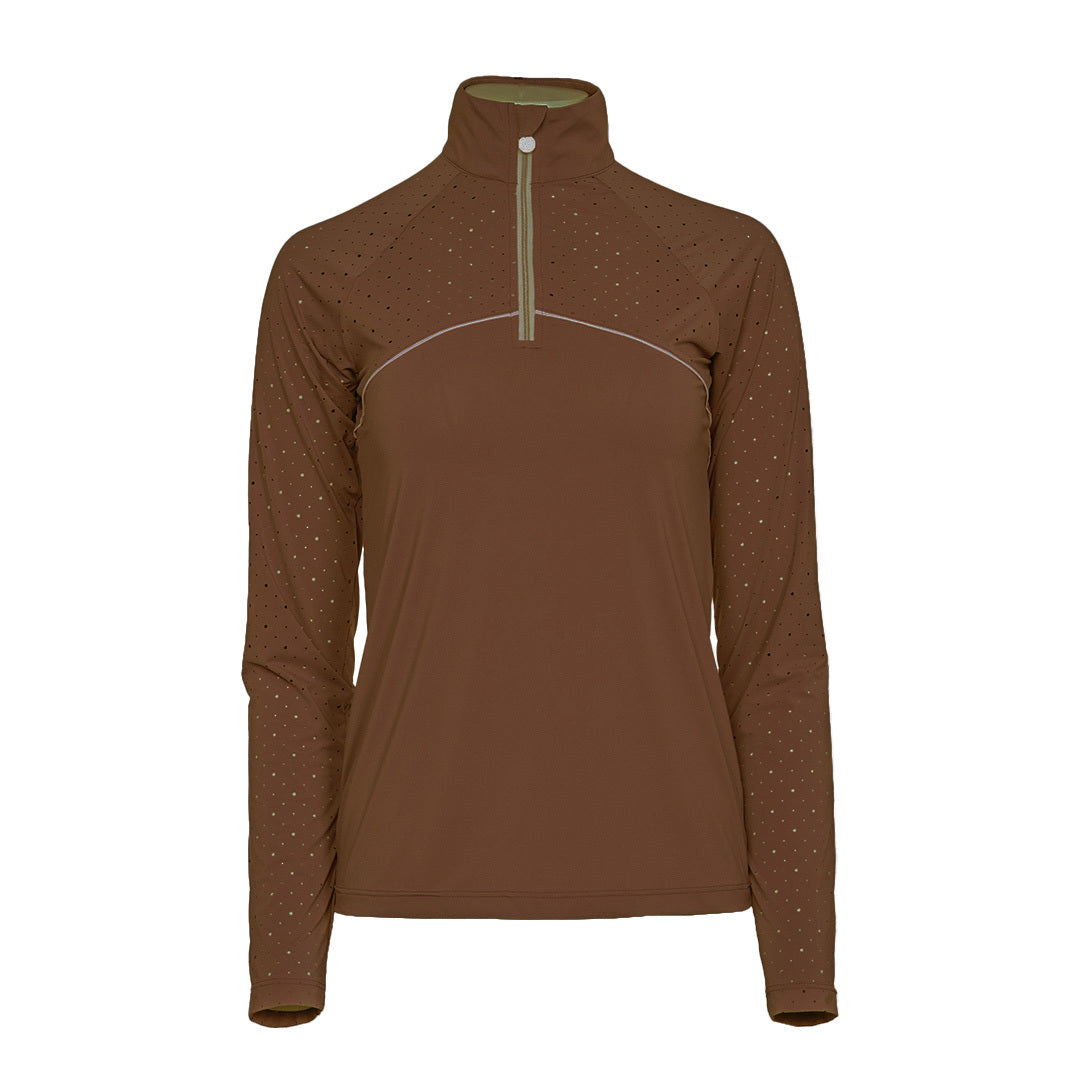 Dapplebay Lady 1/4 Zip Aircut LS Riding Top-Chestnut