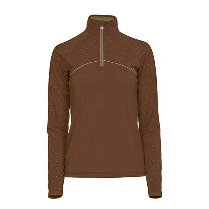 Dapplebay Lady 1/4 Zip Aircut LS Riding Top-Chestnut