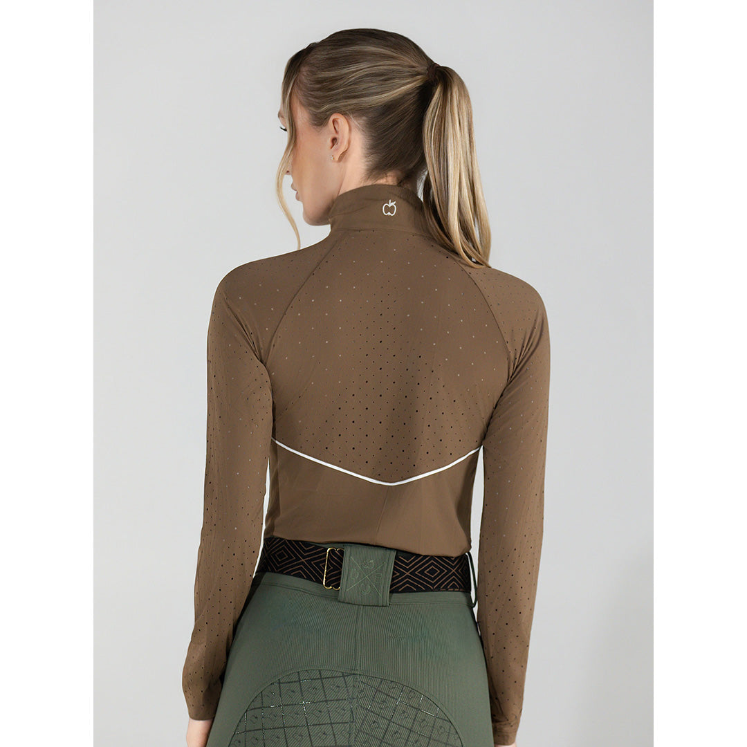 Dapplebay Lady 1/4 Zip Aircut LS Riding Top-Chestnut