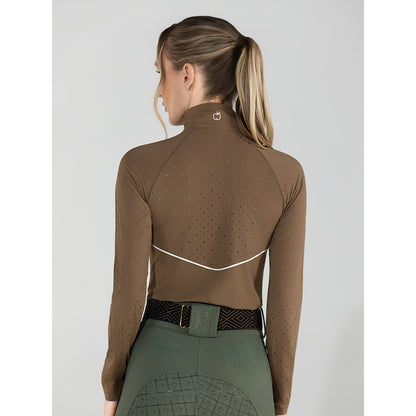 Dapplebay Lady 1/4 Zip Aircut LS Riding Top-Chestnut