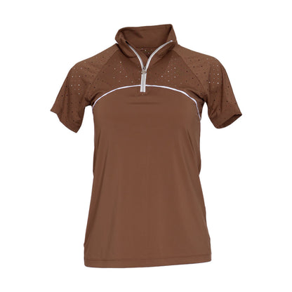 Dapplebay Lady 1/4 Zip Aircut SS Riding Top-Chestnut