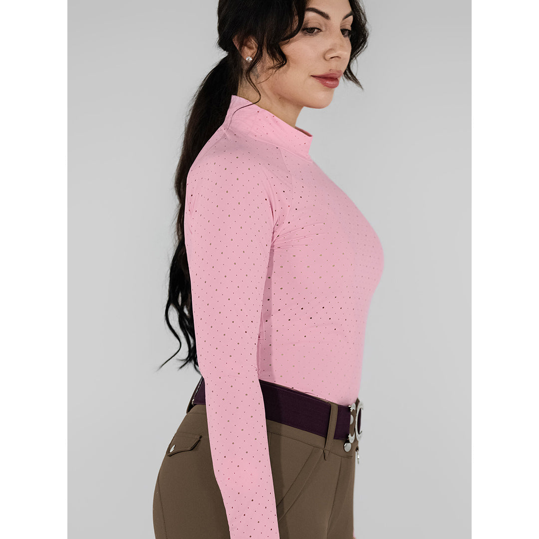Dapplebay Aircut Mock Neck LS Top-Ballet Pink
