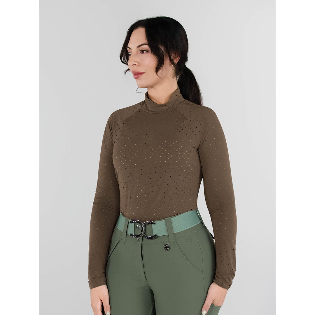 Dapplebay Aircut Mock Neck LS Top-Chestnut