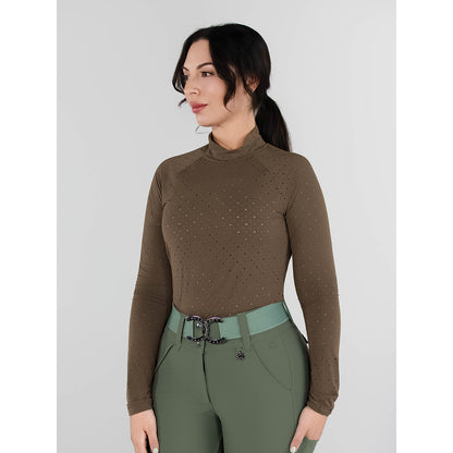 Dapplebay Aircut Mock Neck LS Top-Chestnut