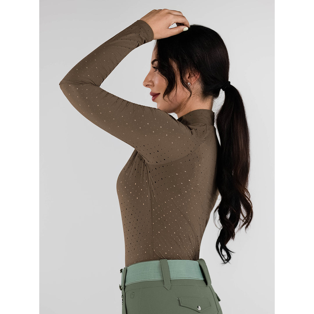 Dapplebay Aircut Mock Neck LS Top-Chestnut