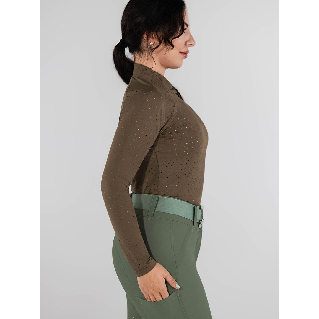 Dapplebay Aircut Mock Neck LS Top-Chestnut