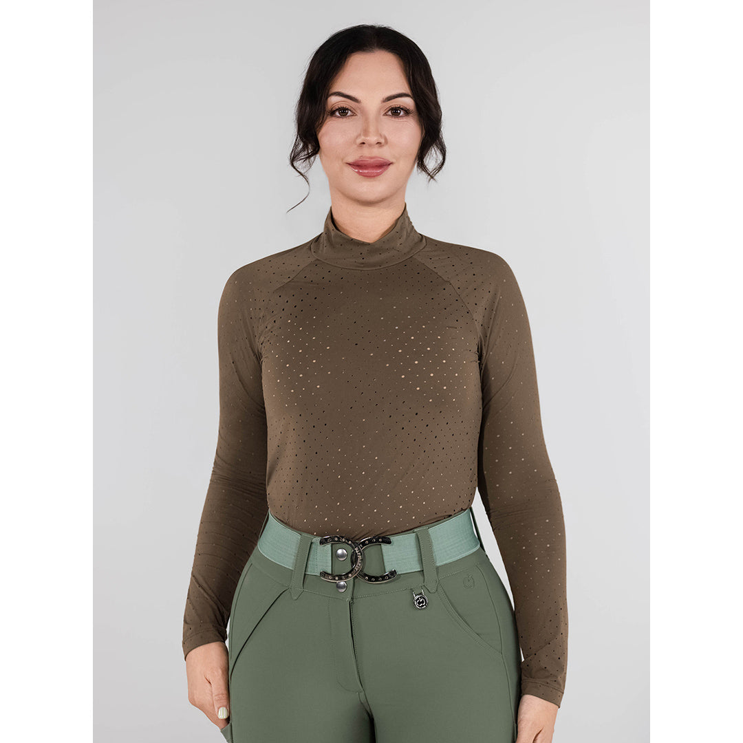 Dapplebay Aircut Mock Neck LS Top-Chestnut
