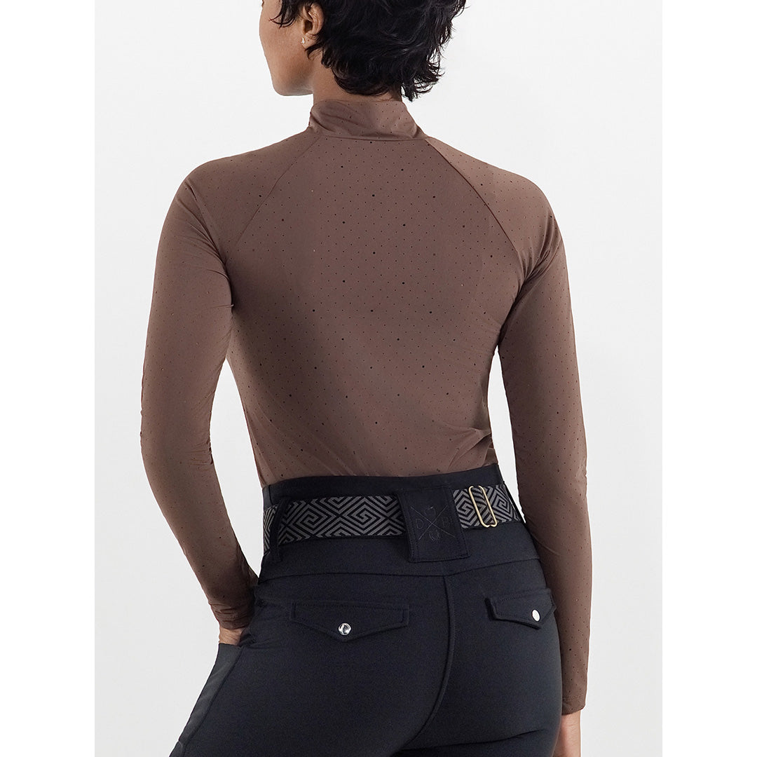 Dapplebay Aircut Mock Neck LS Top-Chocolate