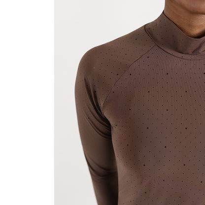 Dapplebay Aircut Mock Neck LS Top-Chocolate