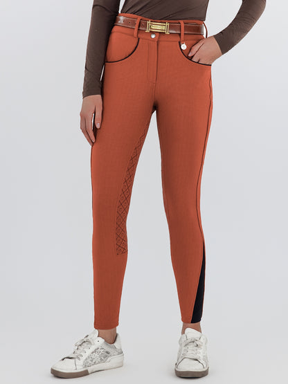 Dapplebay Pro Ribbed Silicone Full Seat Breeches-Rust