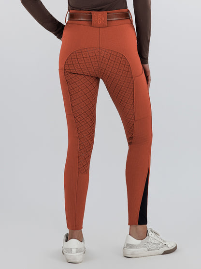 Dapplebay Pro Ribbed Silicone Full Seat Breeches-Rust
