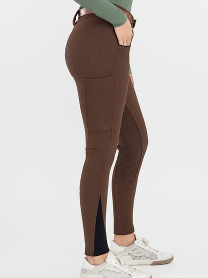Dapplebay Pro Ribbed Silicone Full Seat Breeches-Chocolate