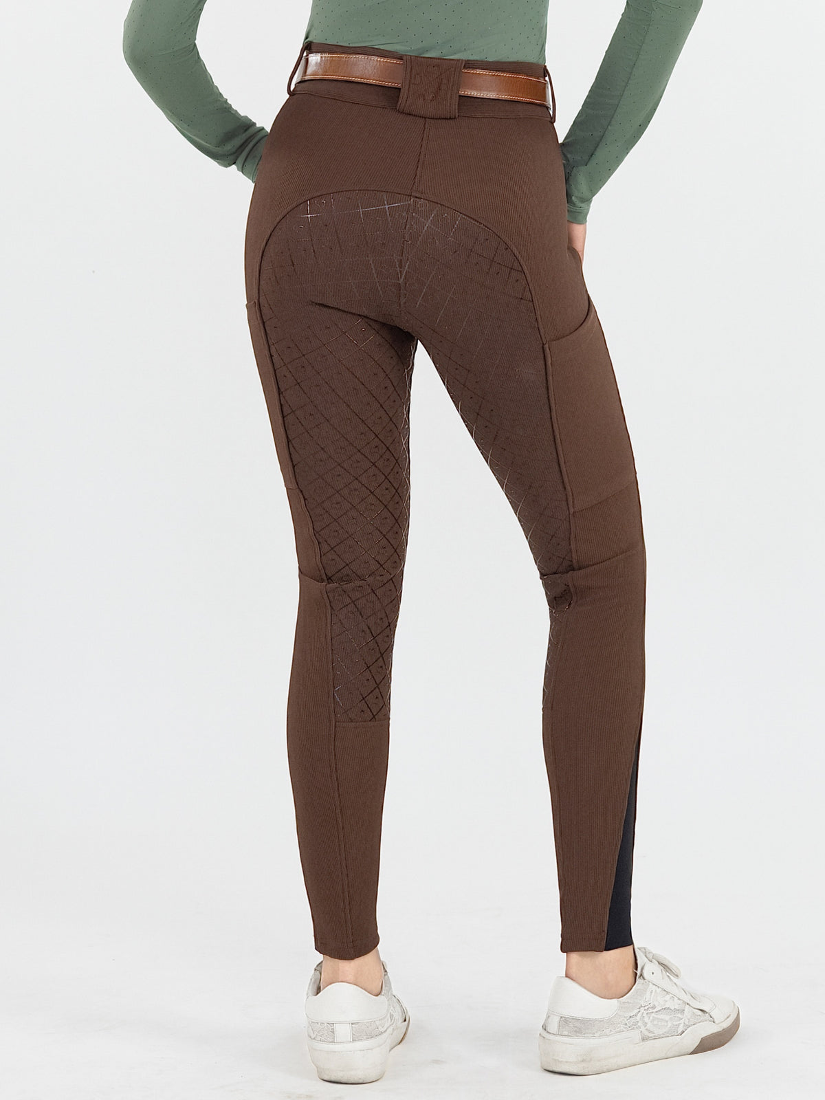 Dapplebay Pro Ribbed Silicone Full Seat Breeches-Chocolate