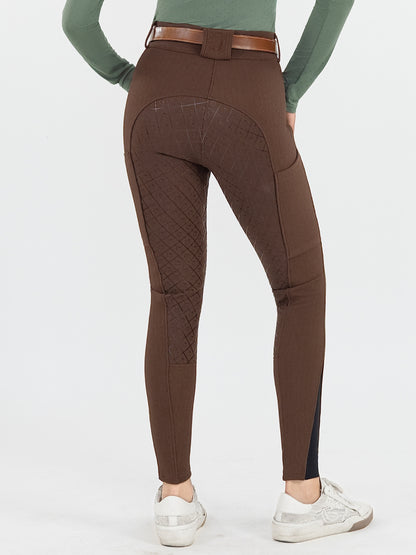 Dapplebay Pro Ribbed Silicone Full Seat Breeches-Chocolate