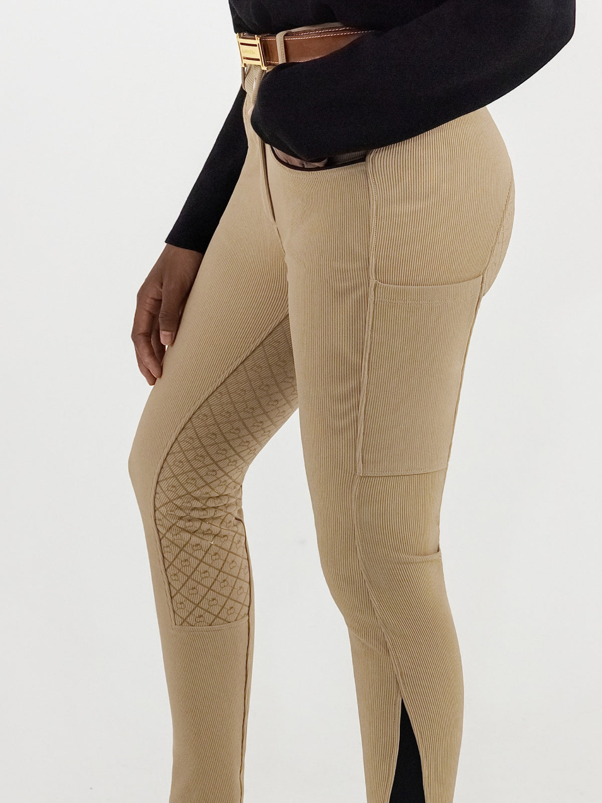 Dapplebay Pro Ribbed Silicone Full Seat Breeches-Heritage Tan