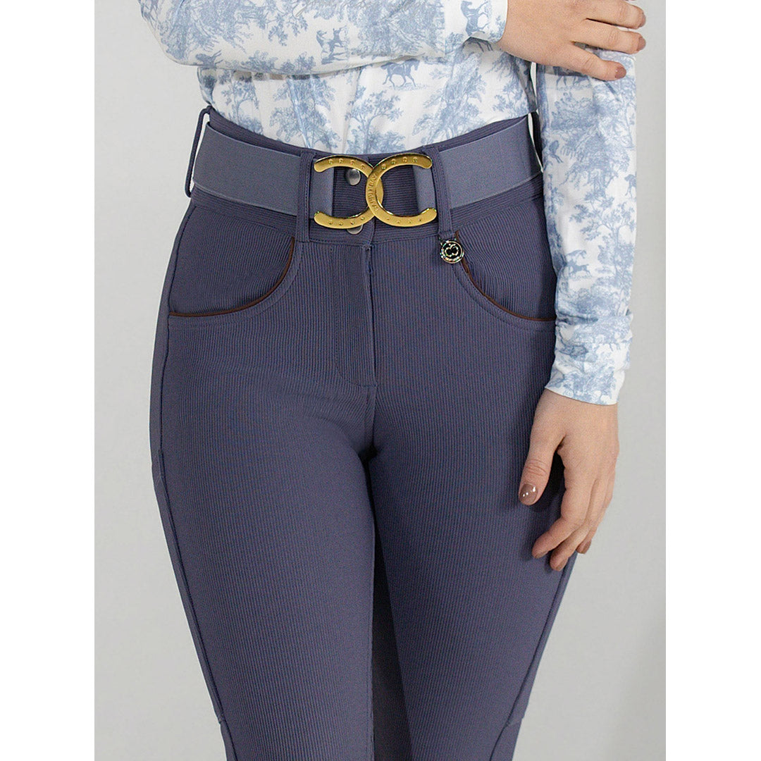 Dapplebay Pro Ribbed Silicone Full Seat Breeches-Purple Dusk