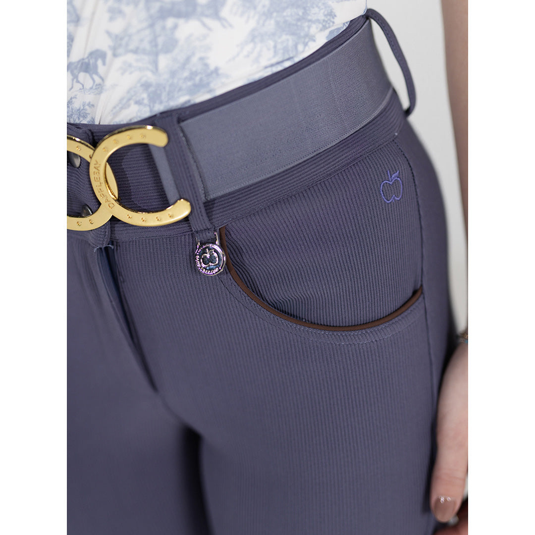 Dapplebay Pro Ribbed Silicone Full Seat Breeches-Purple Dusk
