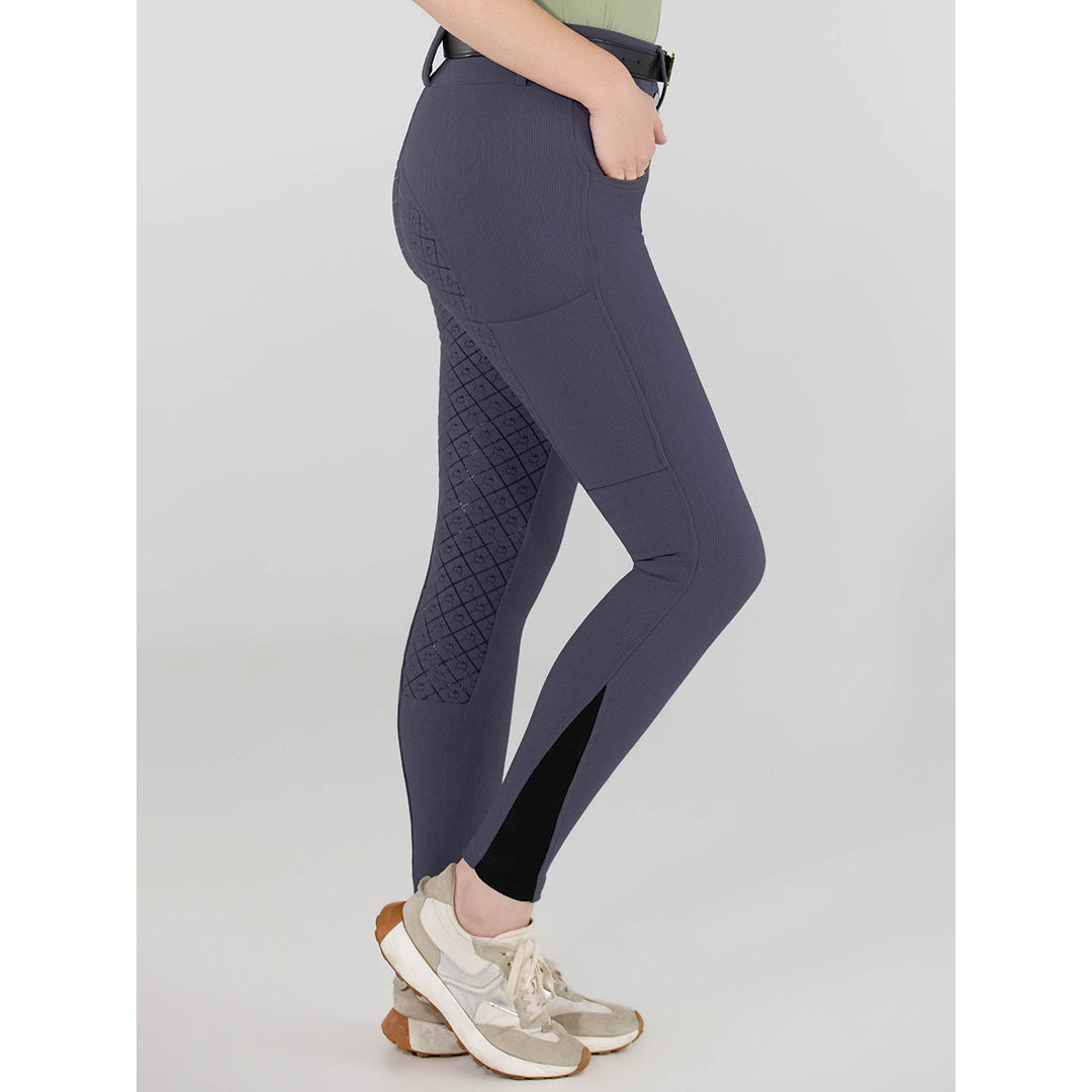 Dapplebay Pro Ribbed Silicone Full Seat Breeches-Purple Dusk