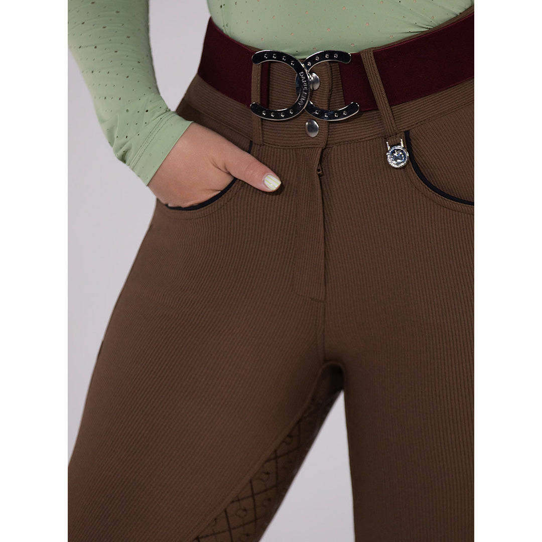 Dapplebay Pro Ribbed Silicone Full Seat Breeches-Chestnut