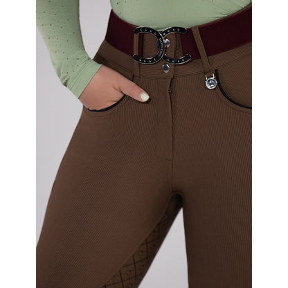 Dapplebay Pro Ribbed Silicone Full Seat Breeches-Chestnut