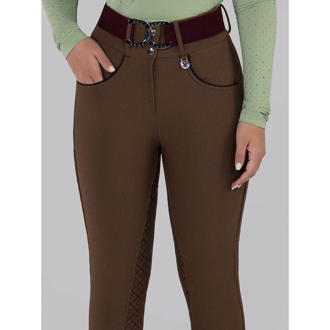 Dapplebay Pro Ribbed Silicone Full Seat Breeches-Chestnut