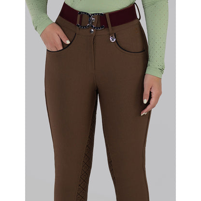 Dapplebay Pro Ribbed Silicone Full Seat Breeches-Chestnut