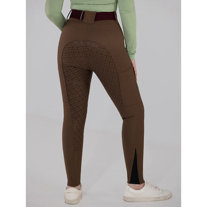 Dapplebay Pro Ribbed Silicone Full Seat Breeches-Chestnut