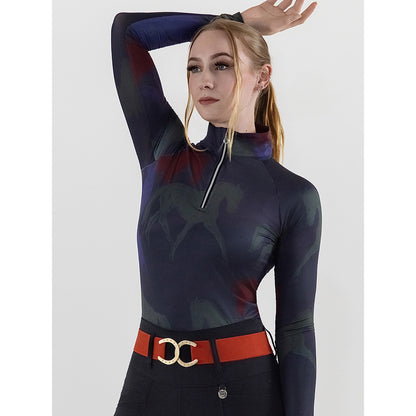 Dapplebay Abstract Horses 1/4 Zip LS Riding Top