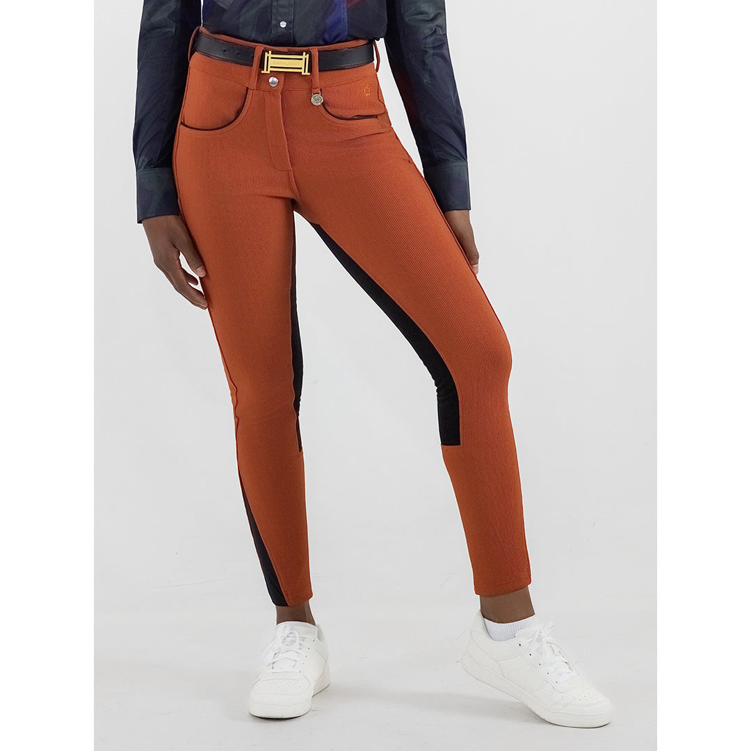 Dapplebay Pro Ribbed Full Seat Suede Breeches-Rust