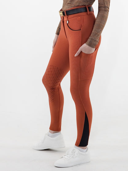 Dapplebay Pro Ribbed Silicone Knee Patch Breeches-Rust