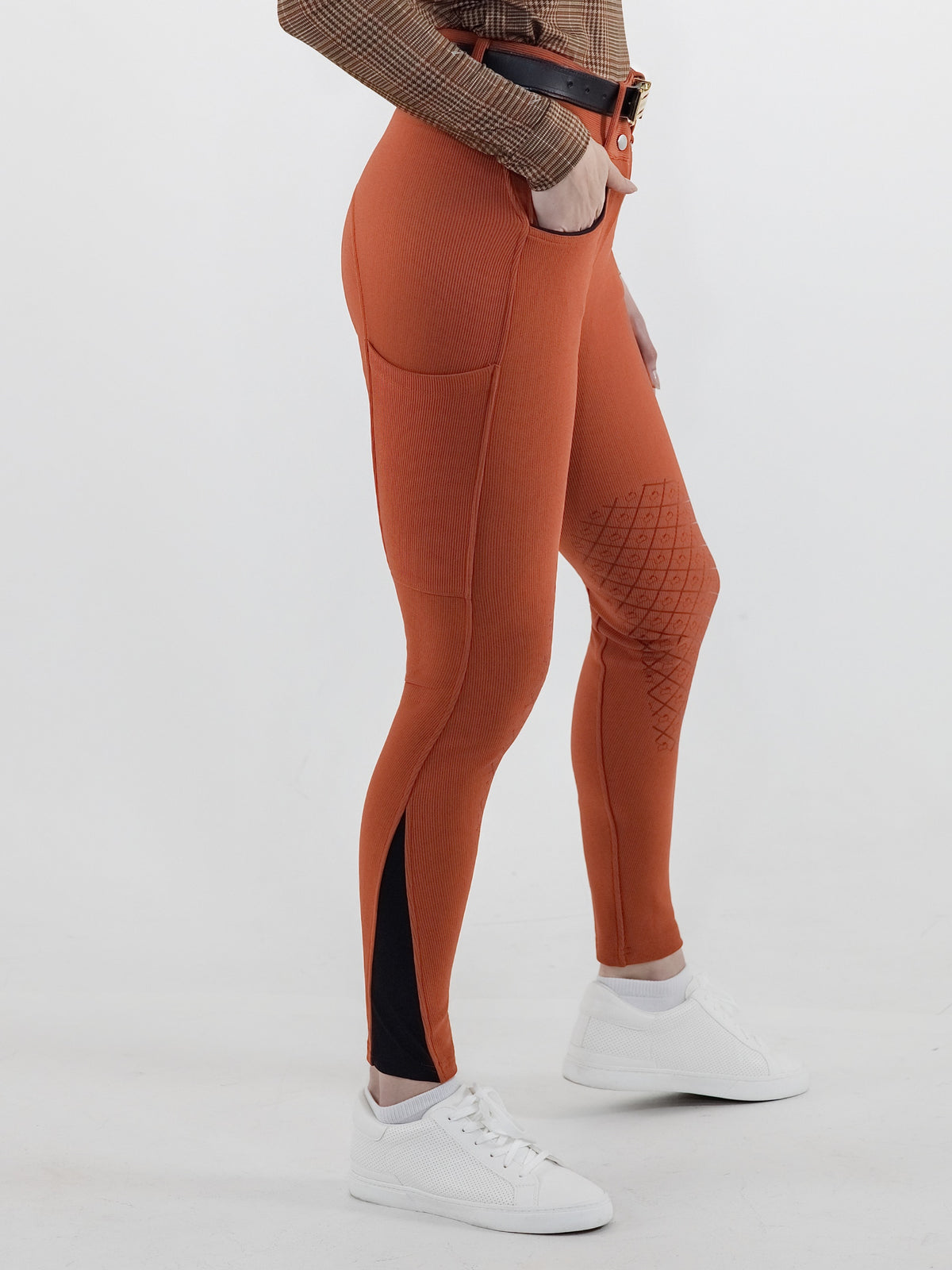 Dapplebay Pro Ribbed Silicone Knee Patch Breeches-Rust
