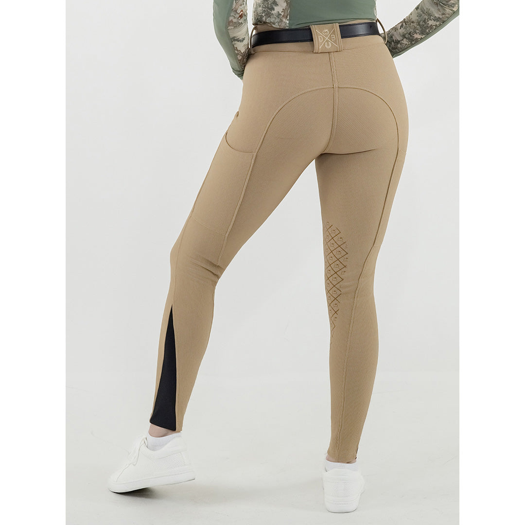 Dapplebay Pro Ribbed Silicone Knee Patch Breeches-Heritage Tan