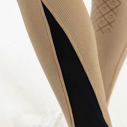 Dapplebay Pro Ribbed Silicone Knee Patch Breeches-Heritage Tan