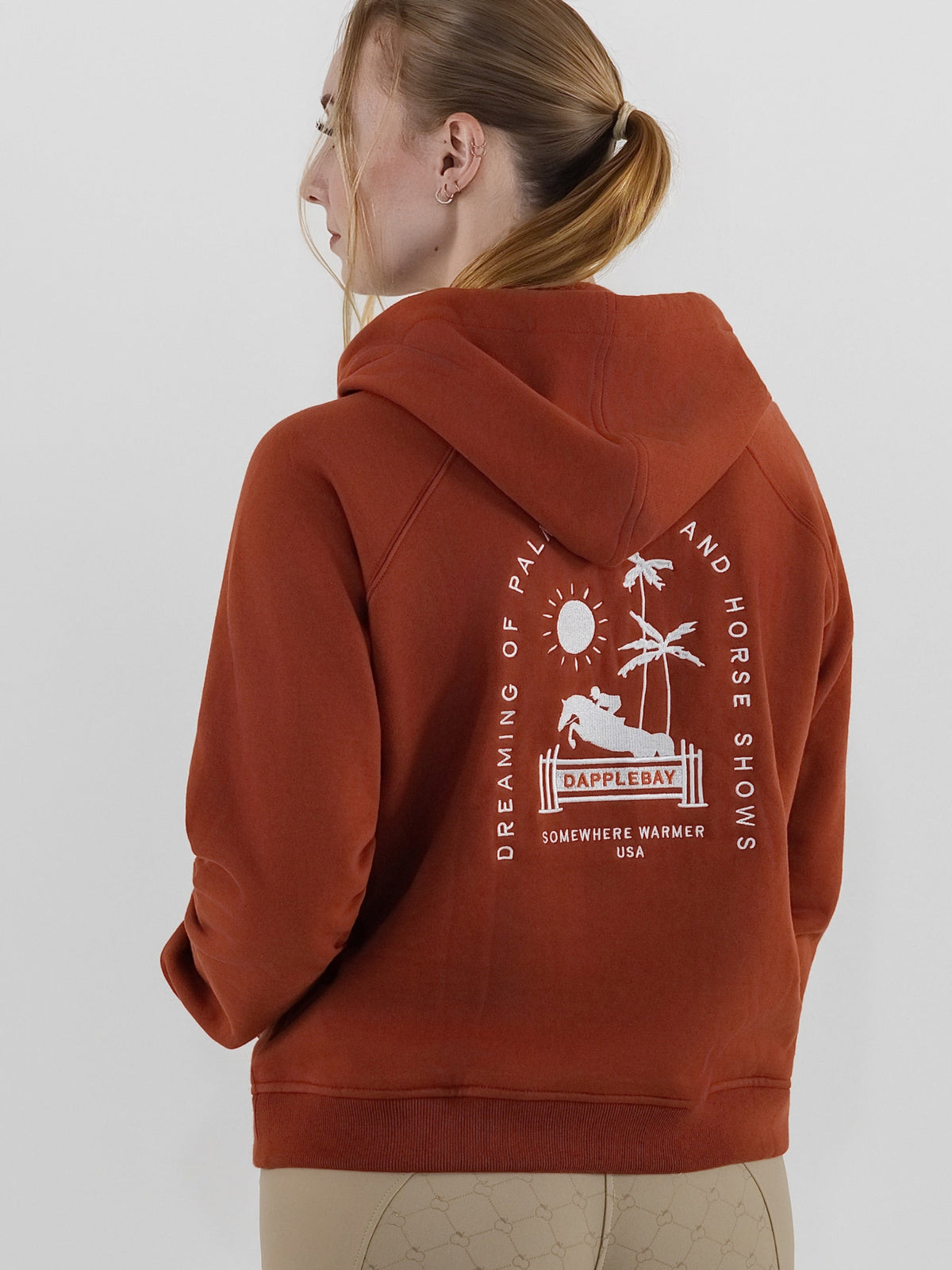 Dapplebay Palm Trees &amp; Horse Shows Hoodie-Rust
