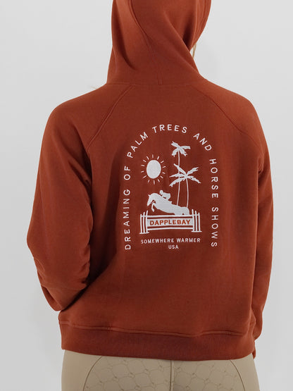Dapplebay Palm Trees &amp; Horse Shows Hoodie-Rust