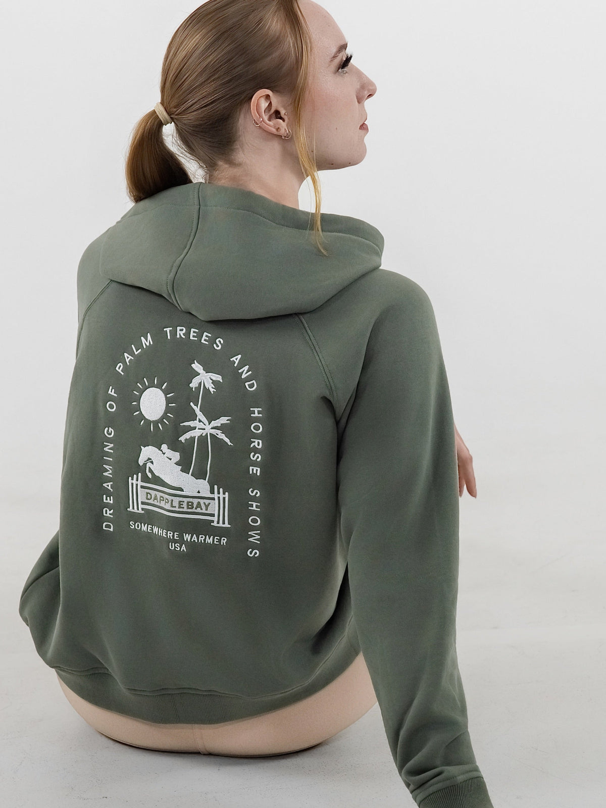 Dapplebay Palm Trees &amp; Horse Shows Hoodie-Rosemary