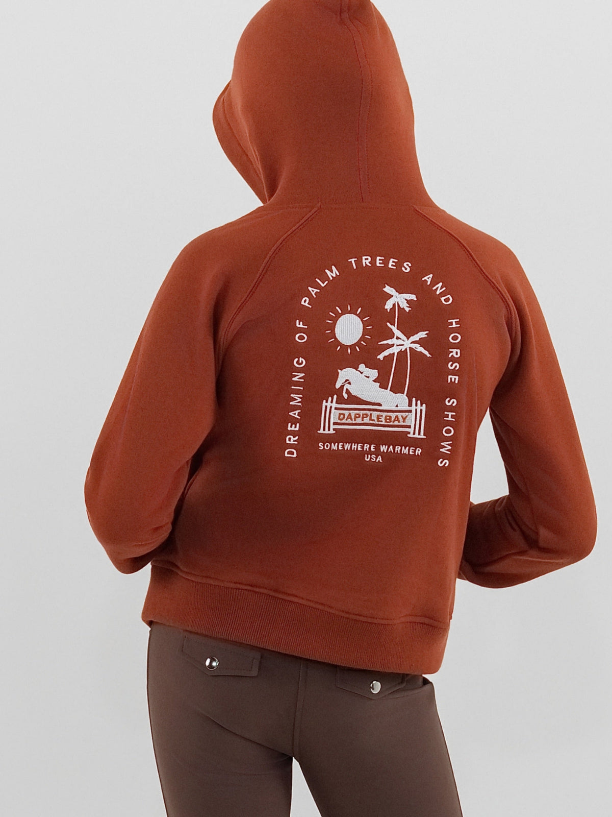 Dapplebay Kids Palm Trees &amp; Horse Shows Hoodie-Rust