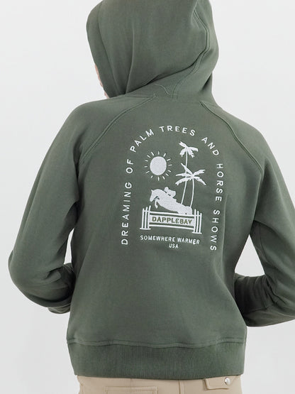 Dapplebay Kids Palm Trees &amp; Horse Shows Hoodie-Rosemary