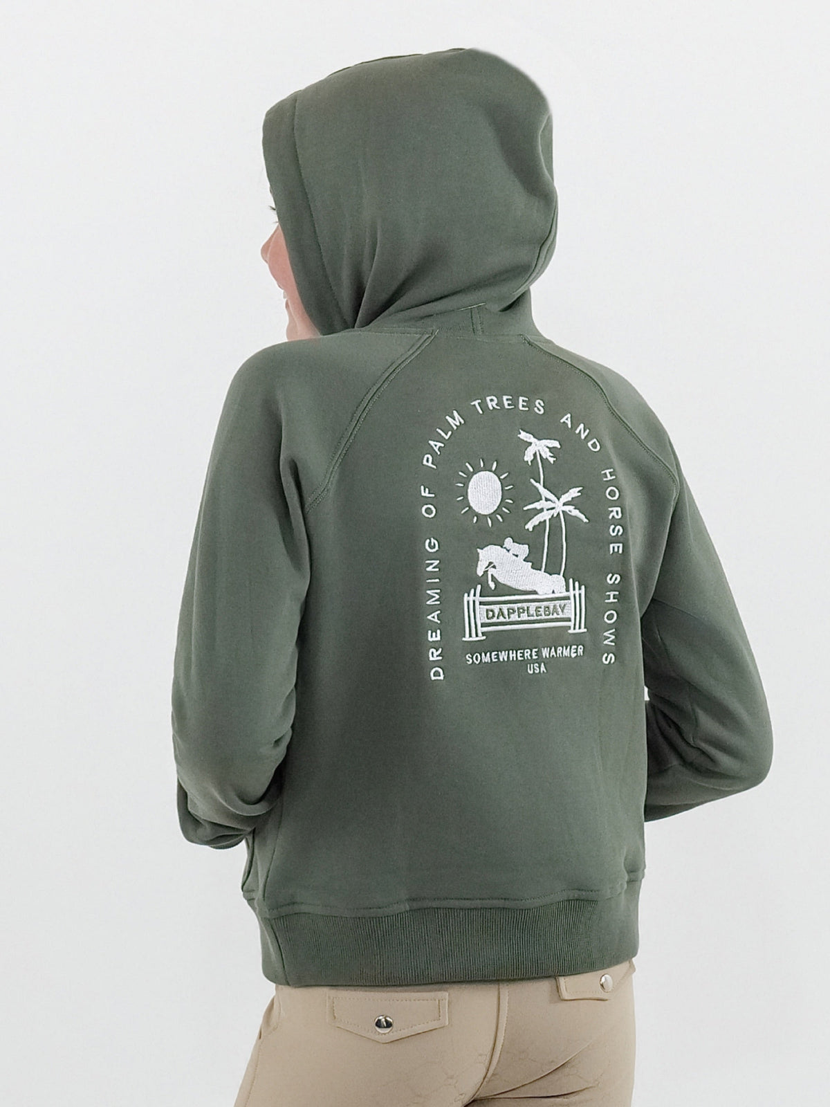 Dapplebay Kids Palm Trees &amp; Horse Shows Hoodie-Rosemary